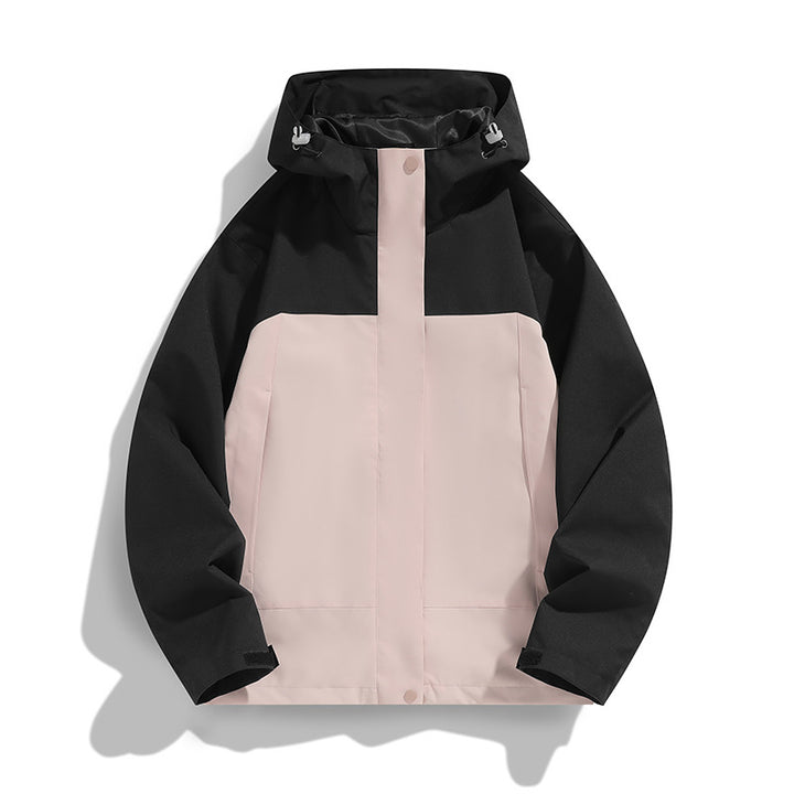 Herren Zweifarbige Softshell-Fieldjacke mit Kapuze, winddichtem Obermaterial und minimalistischen Eingriffstaschen Drune