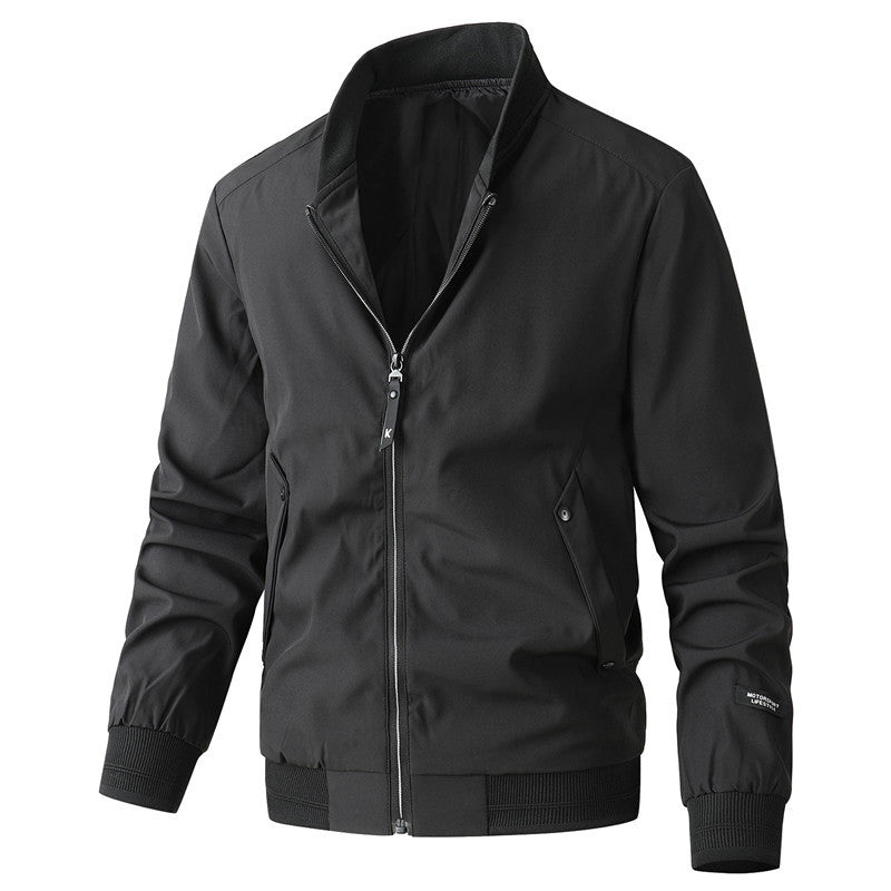 Herren Minimalistische Bomberjacke aus technischem Nylon mit Stehkragen und Rippbündchen Drune