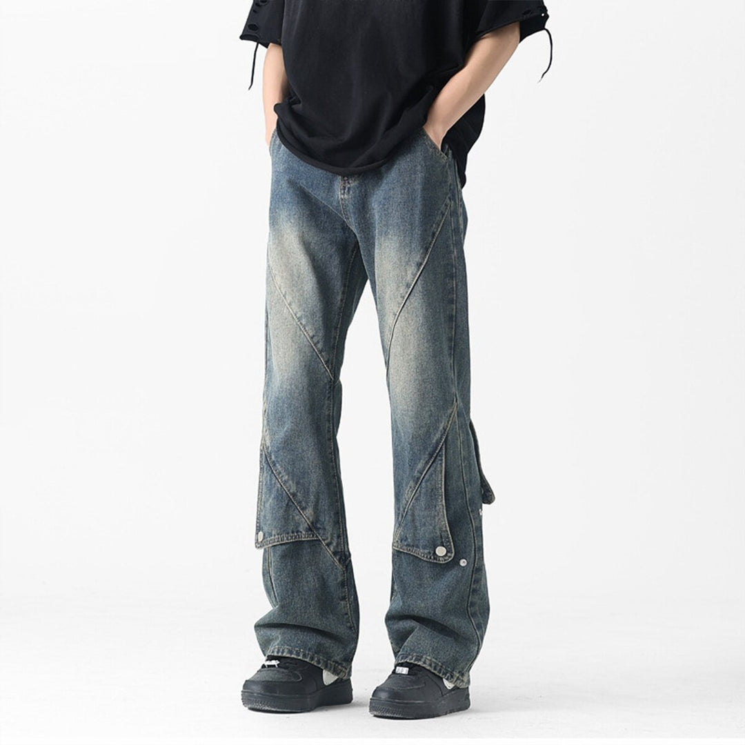 Herren Modische Baggy Jeans mit innovativen Nähten Drune