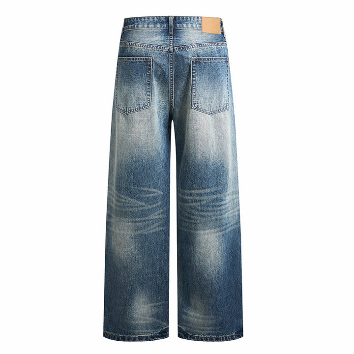 Damen Weite hochgeschnittene Vintage-Jeans mit Used-Effekt Drune