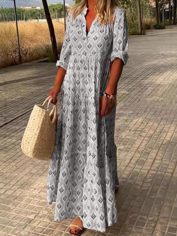 Damen Maxi-Kleid mit floralem Muster Drune