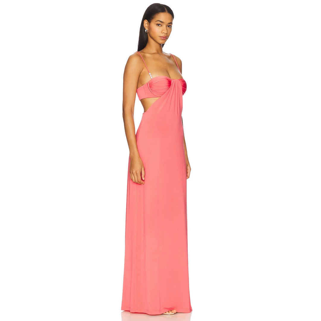 Damen nan Maxikleid mit Bustier-Cups, seitlichen Cut-Outs und feinen Spaghettiträgern Drune
