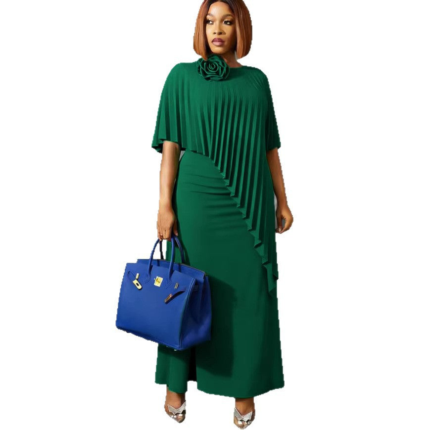 Damen ärmelloses Maxi-Kleid mit elegantem Faltenverlauf Drune