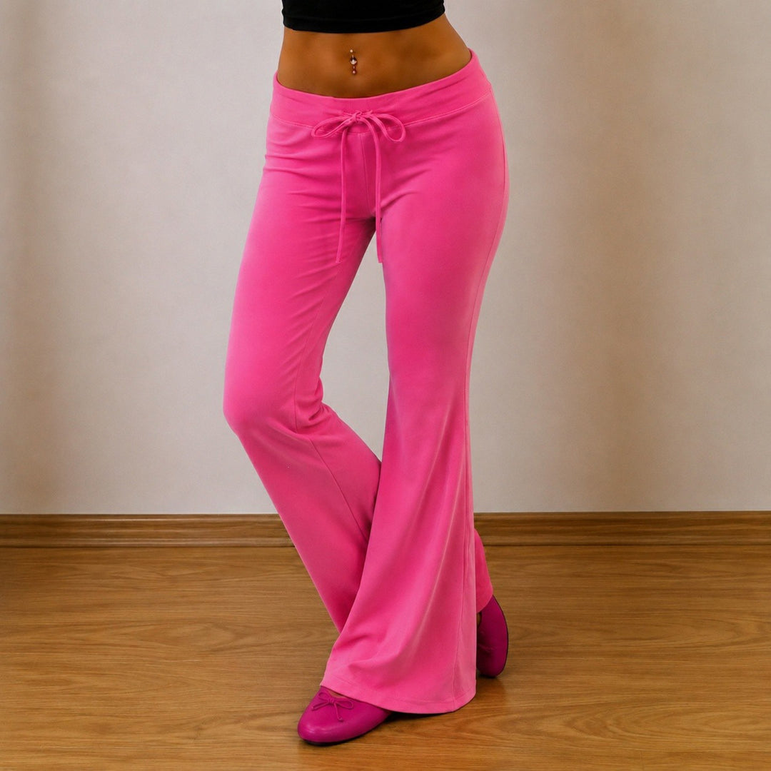 Damen ausgestellte Schlaghose mit Tunnelzug und Stretch-Jersey Drune
