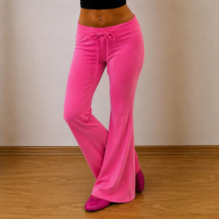 Damen ausgestellte Schlaghose mit Tunnelzug und Stretch-Jersey Drune
