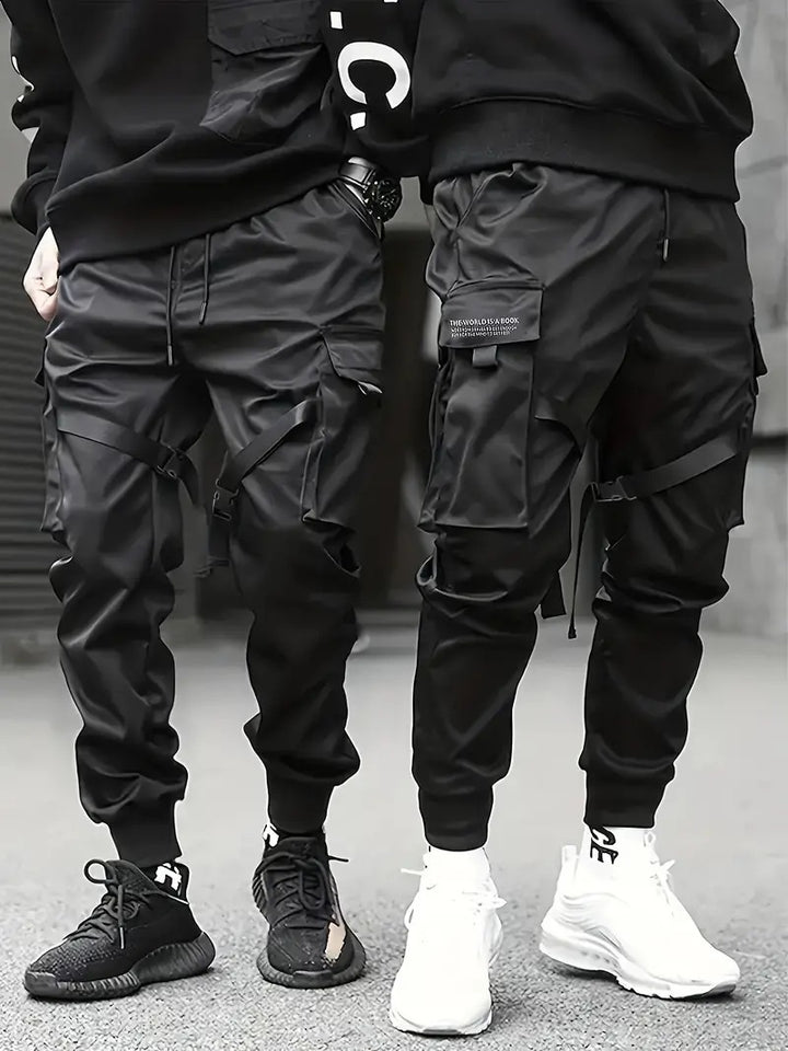 Herren Technische Cargo-Jogginghose mit Mehrfachtaschen, Gurtriemen & elastischem Bündchen Drune