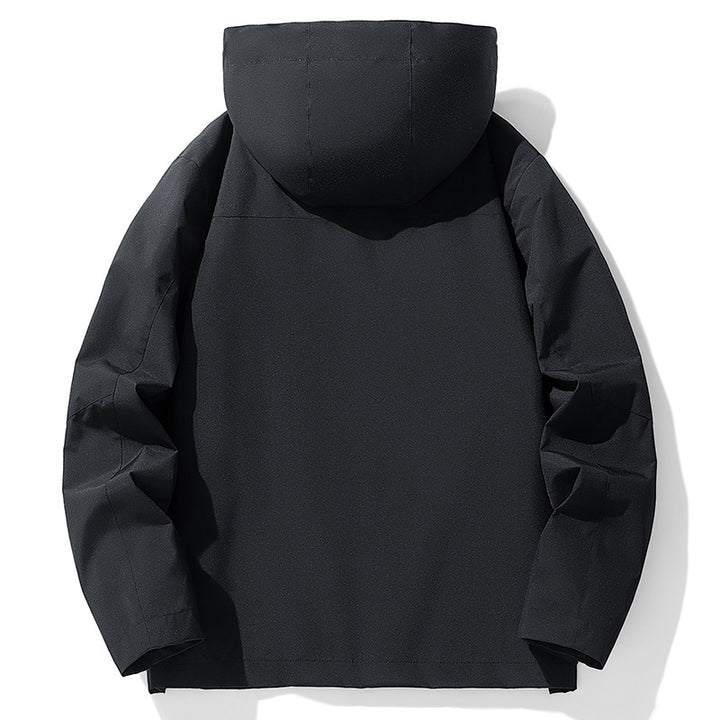Herren Wasserdichte dreilagige Outdoorjacke mit Kapuze, atmungsaktivem Meshfutter und verstellbaren Bündchen Drune