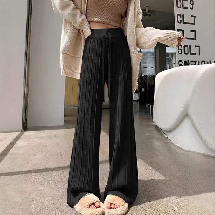 Damen weite Hosen mit vertikalem Streifendesign und elastischem Bund Drune