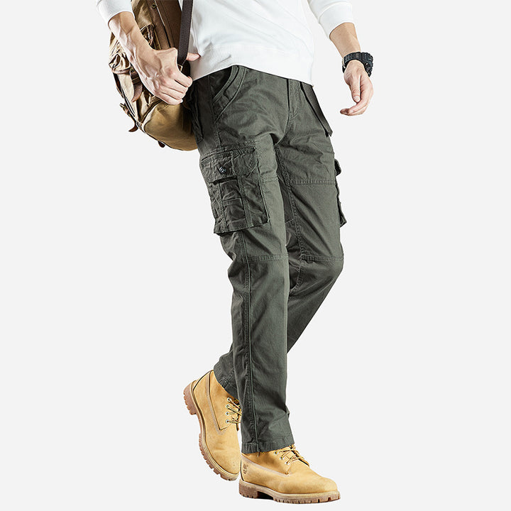 Herren Multifunktionale Canvas‑Cargo‑Hose mit Kniefalten und Mehrfach‑Taschen Drune