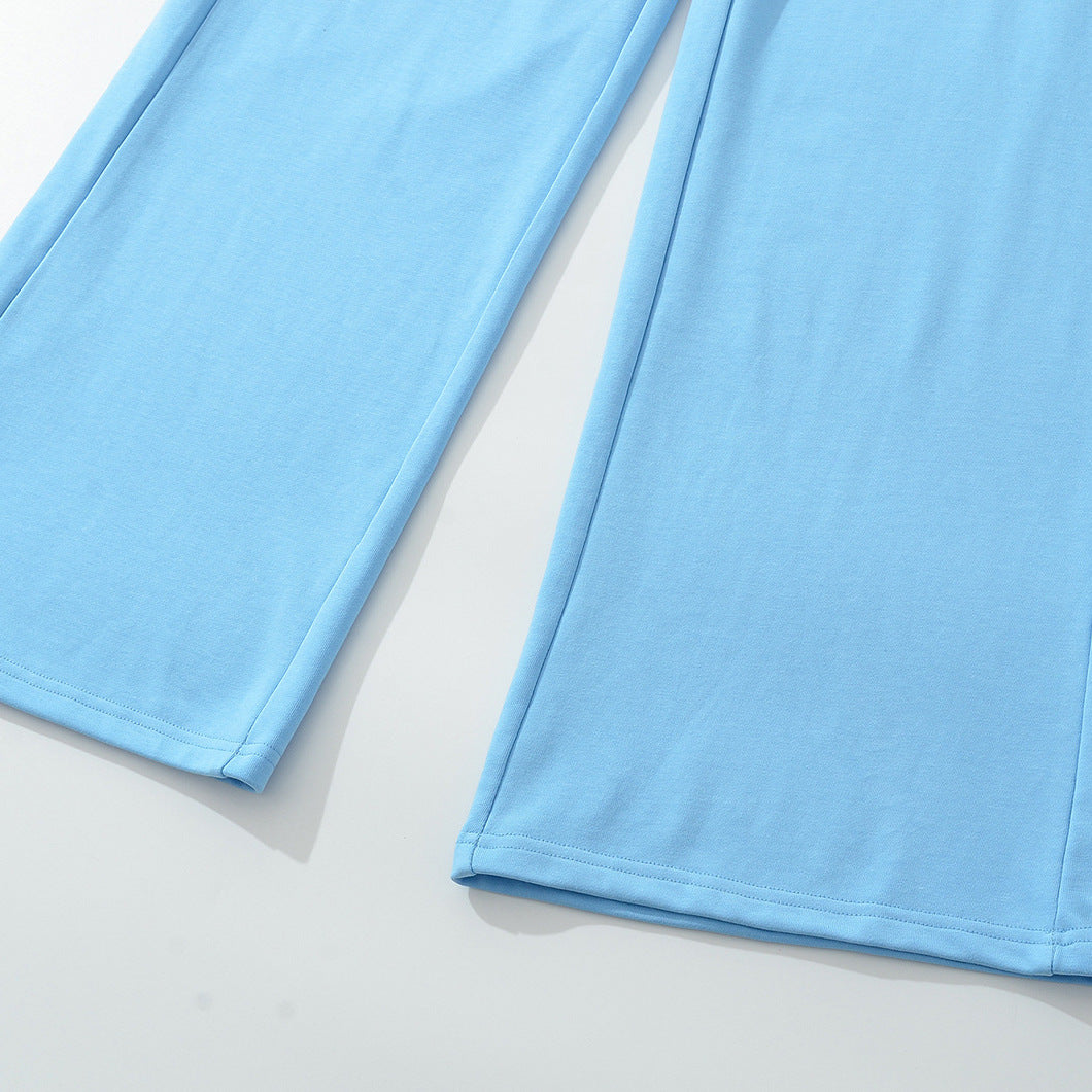 Damen Weite Lounge-Hose mit hohem elastischen Bund und Kordelzug Drune