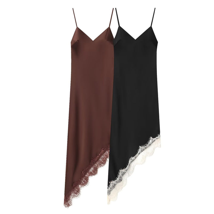 Damen Satin Nachthemd mit elegantem Spitzenbesatz Drune
