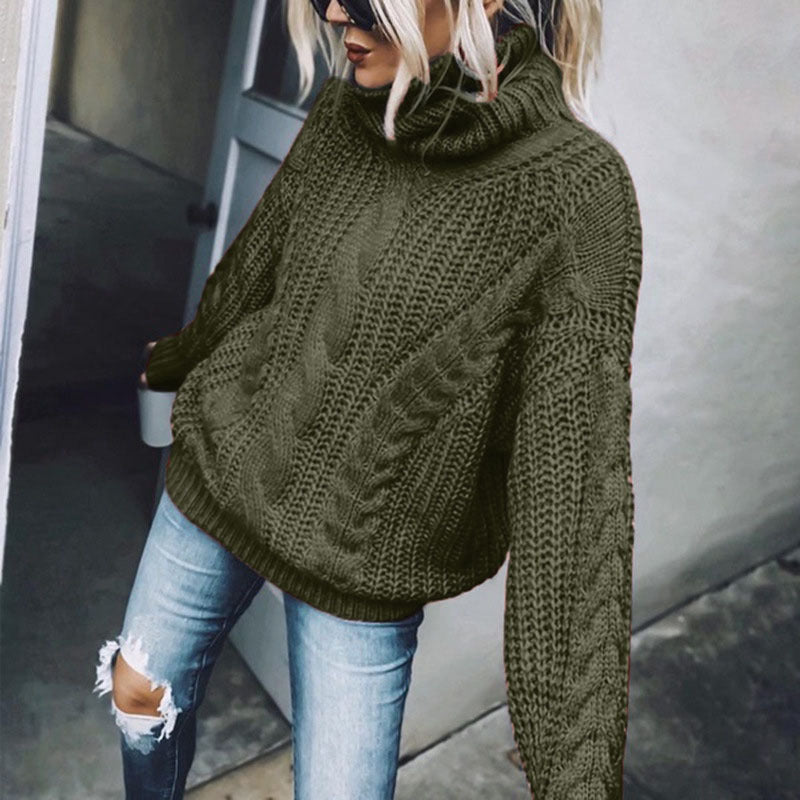 Damen Strickpullover mit hohem Kragen Drune