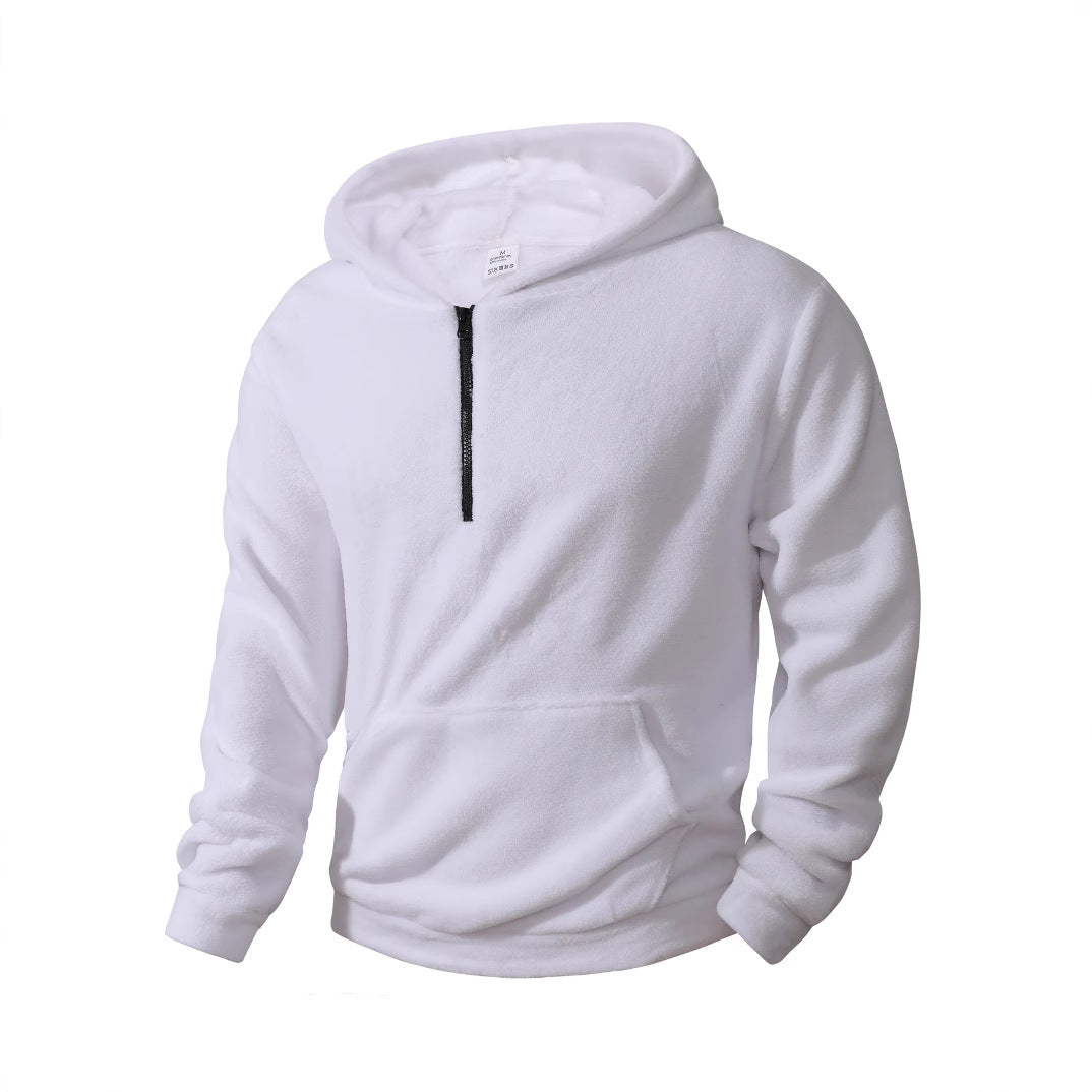 Herren kuscheliger Microfleece-Hoodie mit Halbzip, Kapuze und Kängurutasche Drune