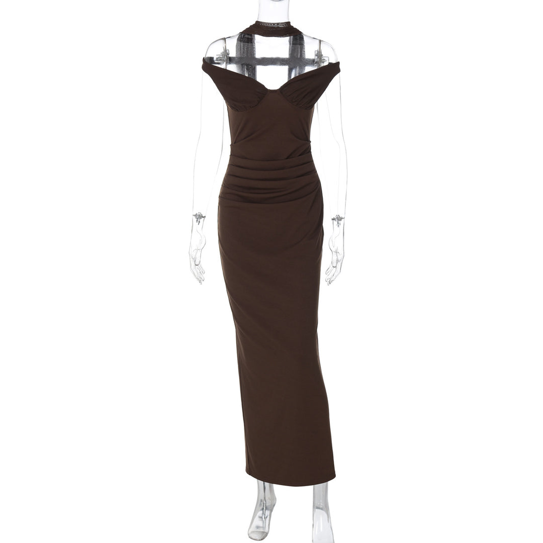 Damen Elegantes Abendkleid mit schulterfreier Drapierung Drune