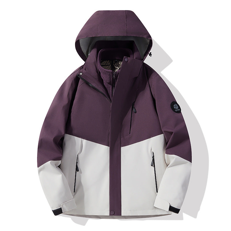 Herren dreilagige atmungsaktive Softshell-Trekkingjacke mit integriertem Fleecekragen und verstellbarer Kapuze Drune
