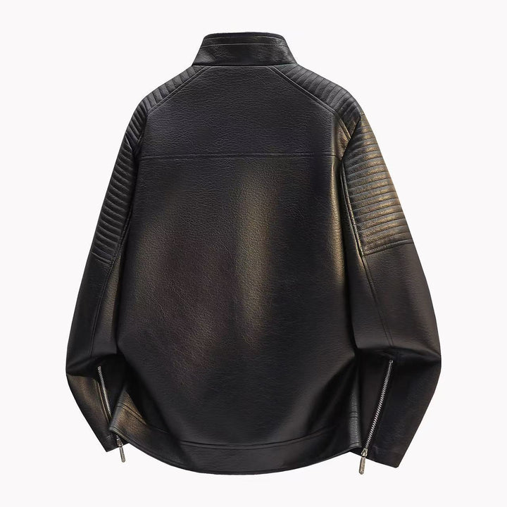 Herren Elegante Lederjacke mit Reißverschlüssen Drune