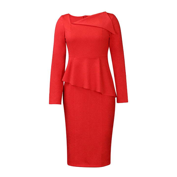 Damen Etuikleid mit schickem Peplum-Saum und eleganter Schulterpartie Drune