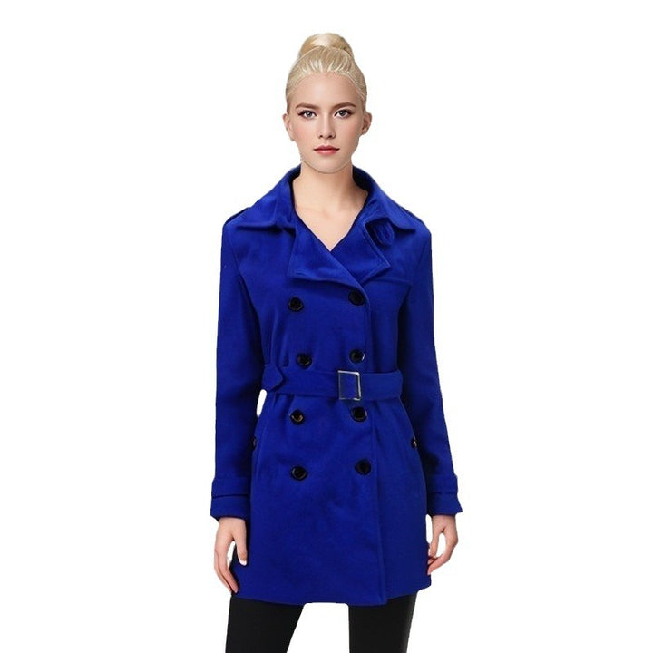 Damen Eleganter Trenchcoat mit Gürtel und kontrastierenden Knöpfen Drune