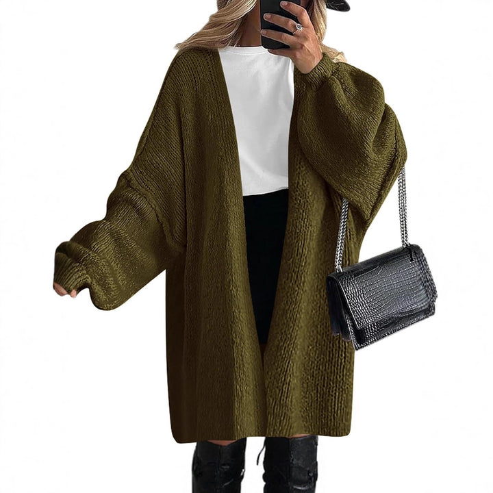 Damen Oversize Strickcardigan mit weiten Ballonärmeln und offener Front Drune