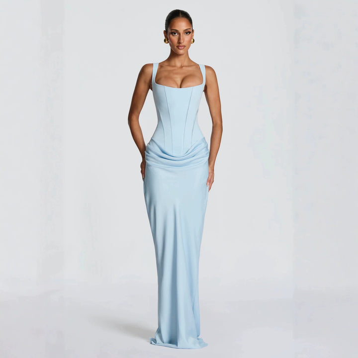 Damen Elegantes langes Etuikleid mit taillierter Silhouette und raffinierter Drapierung Drune