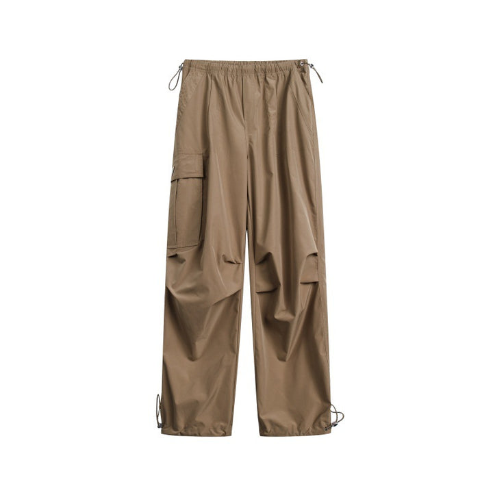 Damen High‑Waist weite Nylon‑Cargo‑Hose mit Tunnelzugbund und Multifunktions‑Taschen Drune