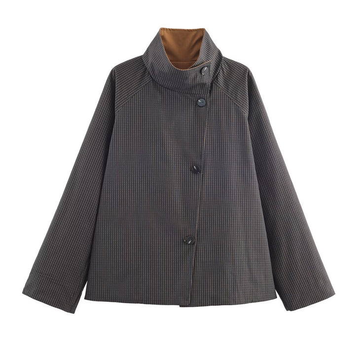 Damen urbane Oversized-Jacke mit hohem Kragen Drune