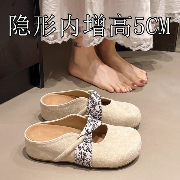 Damen Velours-Mules mit gepolstertem Fußbett und Zierkreuzriemen Drune