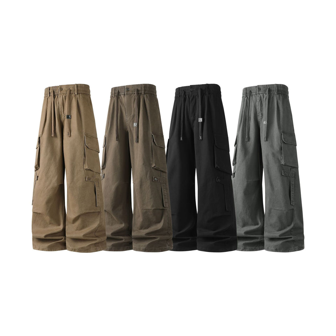 Herren Extraweite Baggy-Cargo-Hose mit Elastikbund, Tunnelzug und Mehrfach‑Utility‑Taschen Drune
