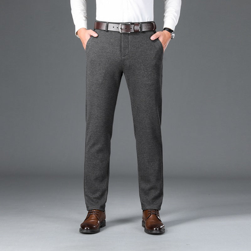 Herren Elegante Stretch-Wolloptik-Hose mit geradem Schnitt und elastischem Bund Drune