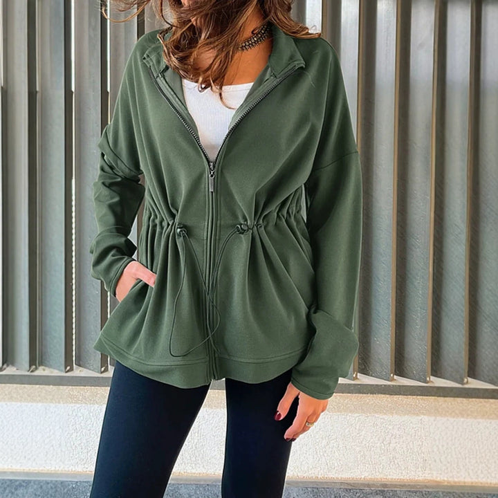Damen Kapuzenjacke mit Taillen-Zugband, Reißverschluss und Eingrifftaschen Drune