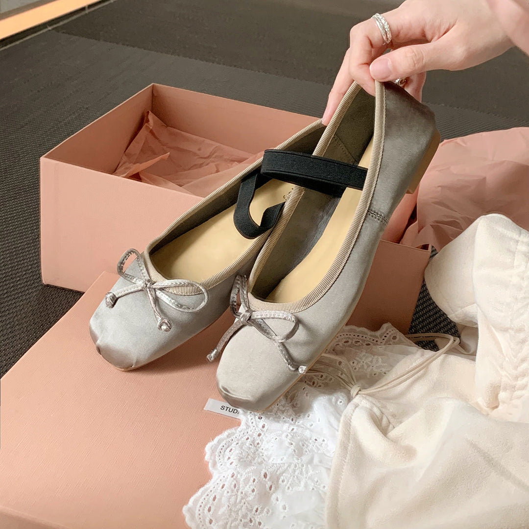 Damen Ballerina-Schuhe mit glamourösem Schleifendetail und flexiblem Riemendesign Drune
