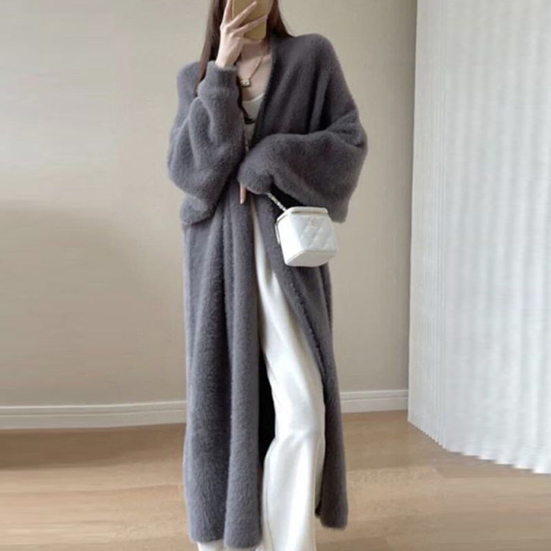 Damen Langer Übergroßer Maxi-Strickcardigan mit offener Front Drune