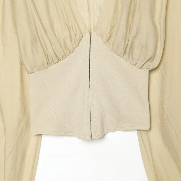 Damen Kurzes Bolero-Blouson mit tiefem V‑Ausschnitt, geraffter Passe und Ballonärmeln Drune