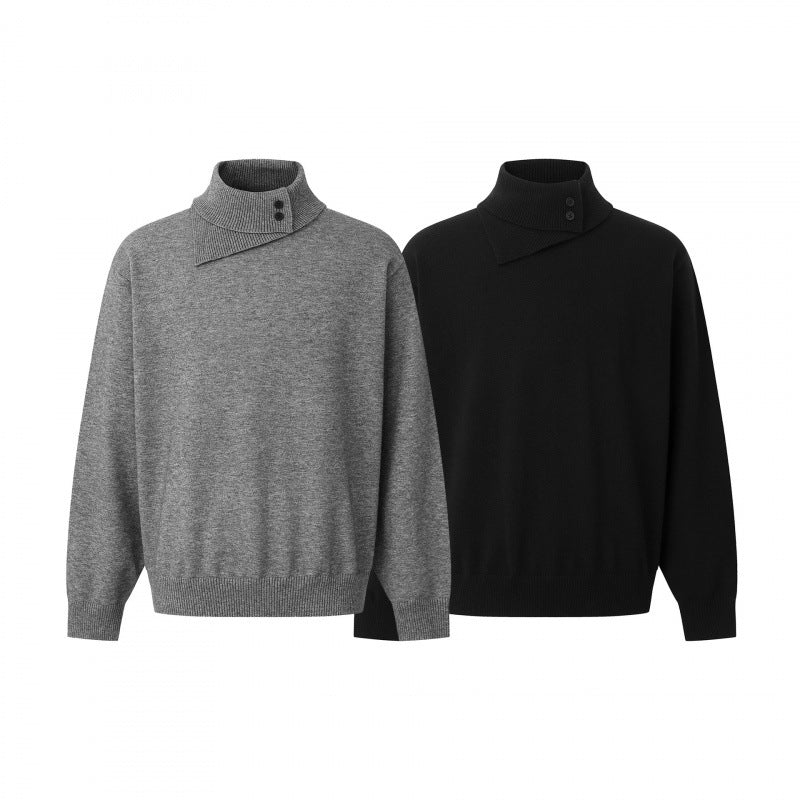 Unisex Boxy-Troyer mit asymmetrischem Schlauchkragen und Druckknopfleiste Drune