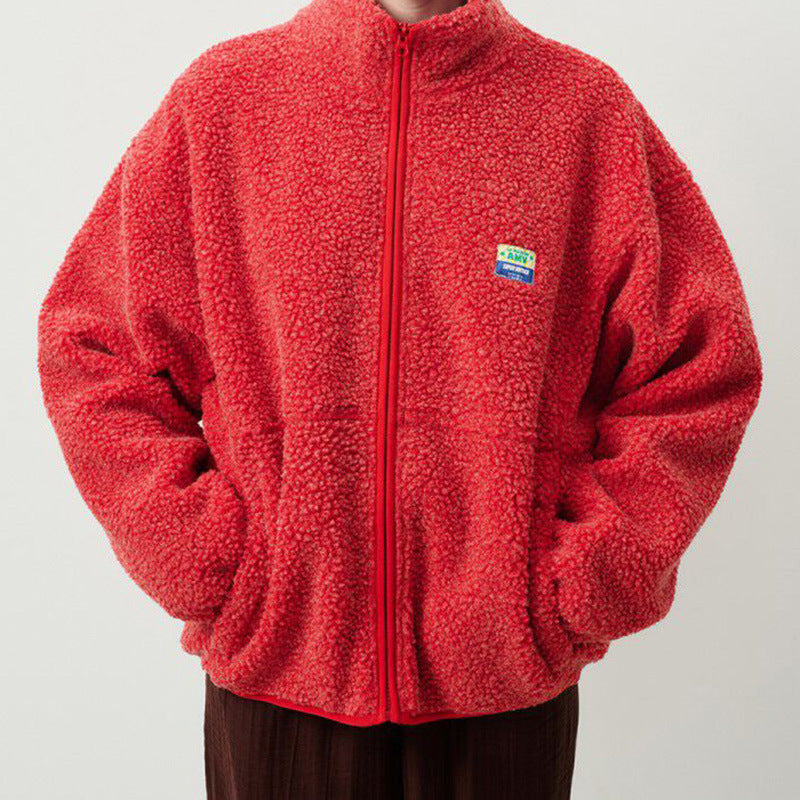 Damen Plüschjacke mit hohem Kragen und seitlichen Taschen Drune