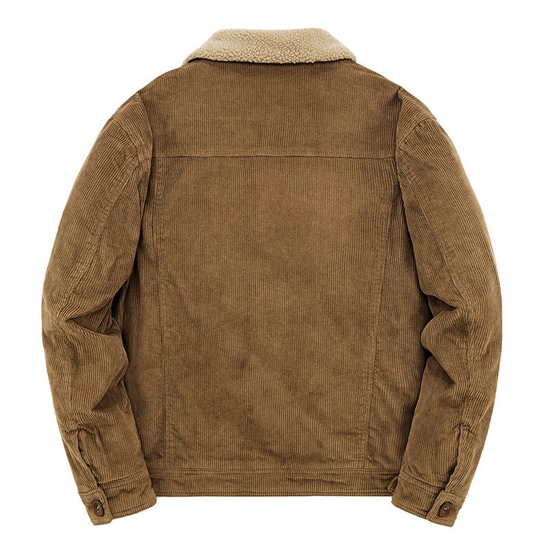 Herren Feincord-Truckerjacke mit komplettem Teddyfleecefutter und Hemdkragen Drune