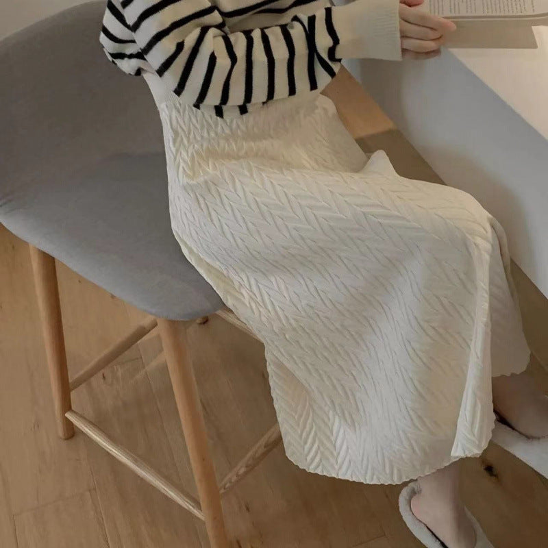 Damen Eleganter Midirock mit strukturiertem Chevron-Muster Drune
