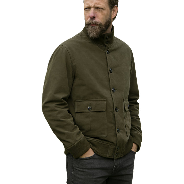 Drune | Herren Slim Suede Jacke mit Stehkragen und Klapptaschen