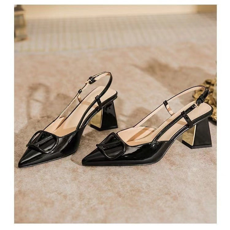 Damen Slingback Pumps mit dekorativen Metallakzenten und komfortablem Blockabsatz Drune