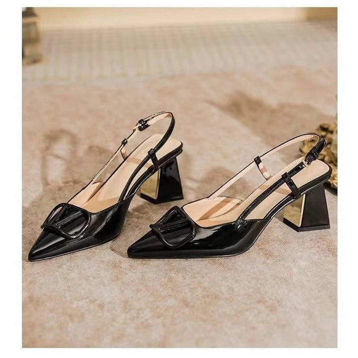 Damen Slingback Pumps mit dekorativen Metallakzenten und komfortablem Blockabsatz Drune