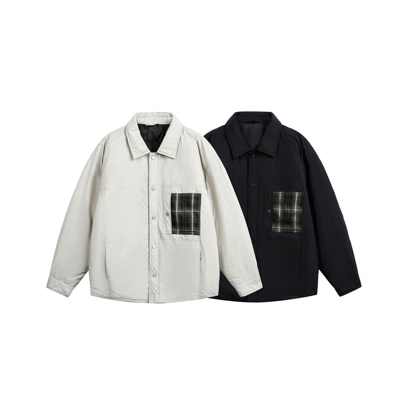 Herren Wattierte Hemdjacke mit Kontrast-Karotasche Drune