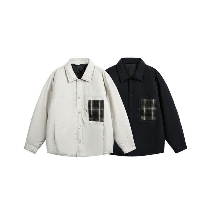 Herren Wattierte Hemdjacke mit Kontrast-Karotasche Drune