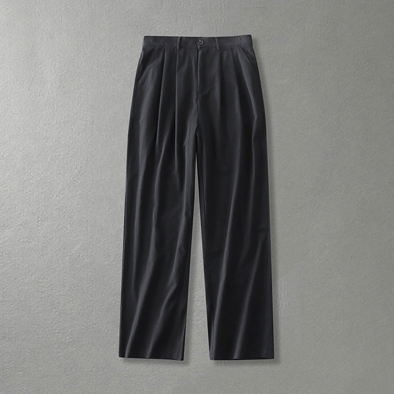 Damen Weite Bundfalten-Hose mit hoher Taille Drune