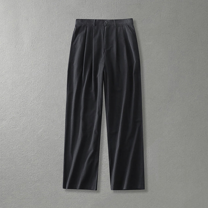 Damen Weite Bundfalten-Hose mit hoher Taille Drune