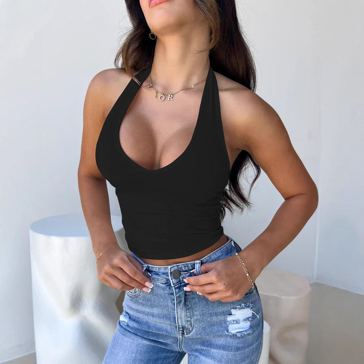 Damen Crop-Top mit tiefem V-Ausschnitt und modernem Halterdesign Drune