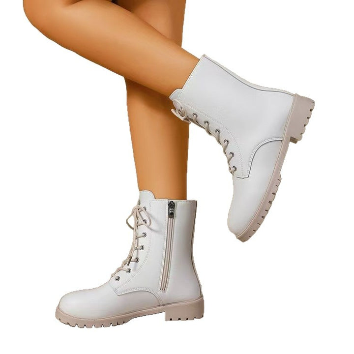 Damen nan Schnürstiefel mit seitlichem Reißverschluss und profilierter Gummilaufsohle Drune