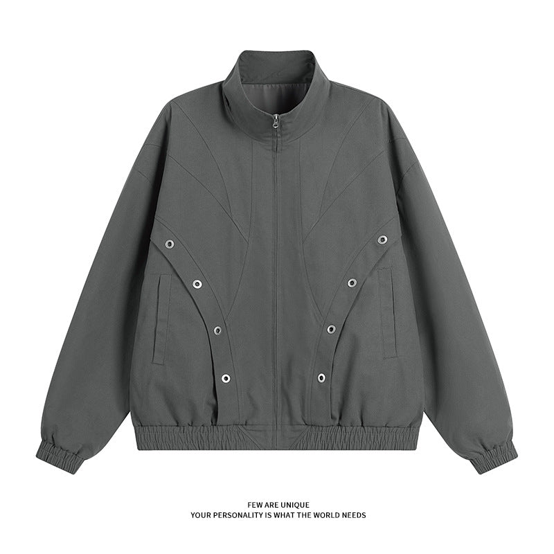 Damen modische Übergangsjacke mit hohem Kragen und praktischen Druckknopfdetails Drune