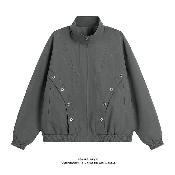 Damen modische Übergangsjacke mit hohem Kragen und praktischen Druckknopfdetails Drune