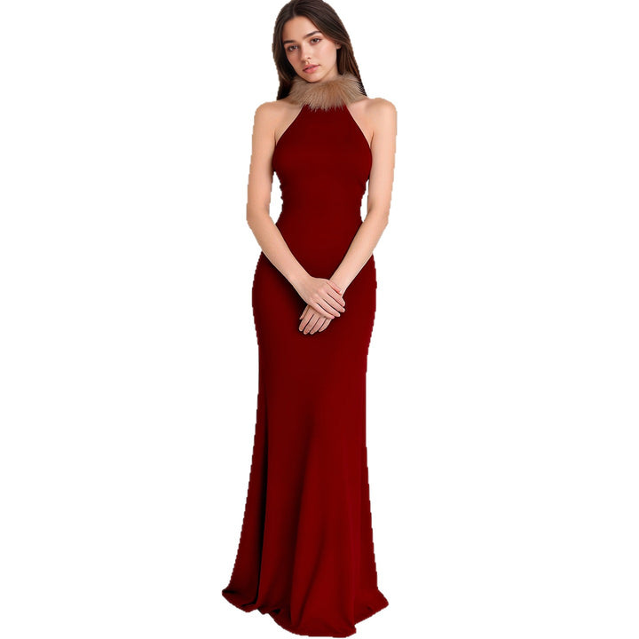 Damen elegantes Oberteil mit abnehmbaren Kunstfellkragen Drune