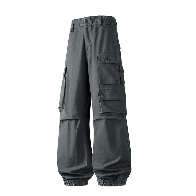 Herren Weite Convertible-Cargo-Hose im Tactical-Streetstyle mit Mehrfachklappentaschen und elastischem Knöchelabschluss Drune